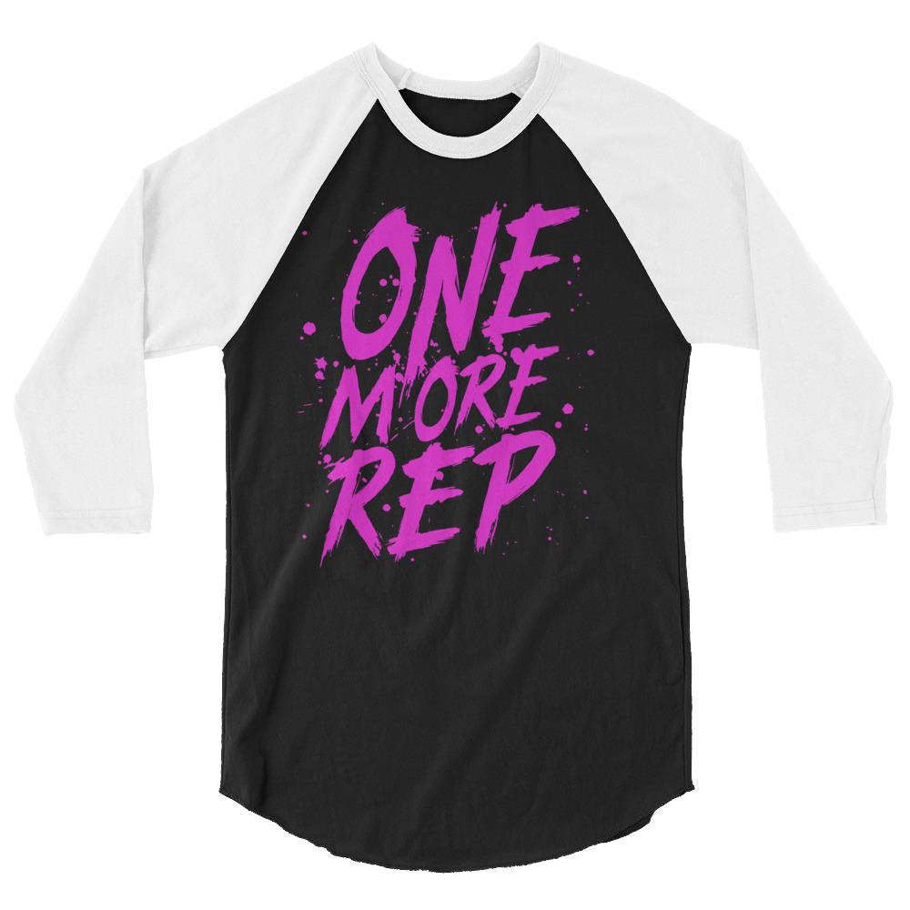 Black Pink One More Rep Graffiti Paint  Gym Fitness Weightlifting Powerlifting CrossFit Long Sleeve Raglan T-Shirt