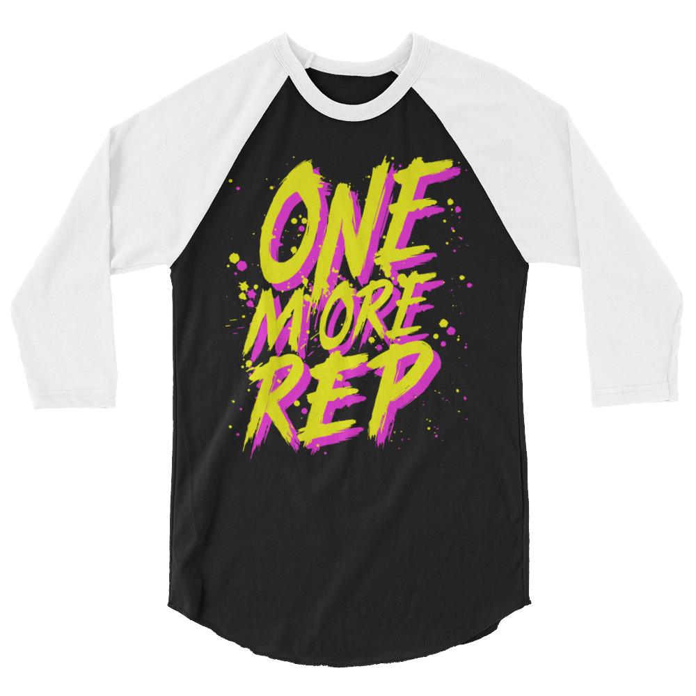 Black Yellow One More Rep Graffiti Paint  Gym Fitness Weightlifting Powerlifting CrossFit Raglan Long Sleeve T-Shirt
