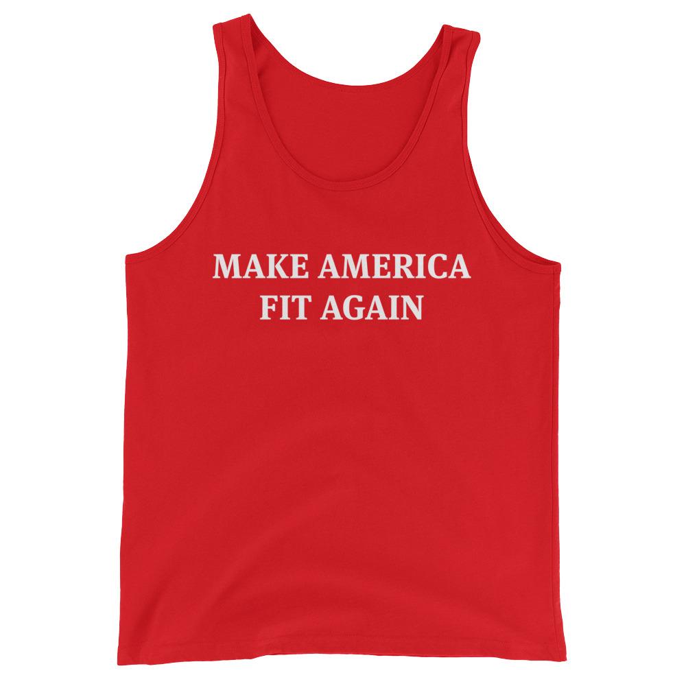 Unisex Red White Make America Fit Again Gym Fitness Tank Top