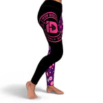 Women's Hot Pink Flower Power Yoga Fitness Leggings Right