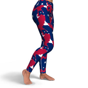 Women's Fourth Of July Stars Red White Blue USA Camouflage High-waisted Yoga Leggings Right