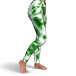 Women's Green Monotone Tie-Dye High-waisted Yoga Leggings Right