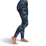 Women's Mystic Blue Astrological Tarot High-rise Yoga Leggings RIght