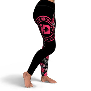 Women's Deadly Pink Roses & Spiders Halloween High-waisted Yoga Leggings Right