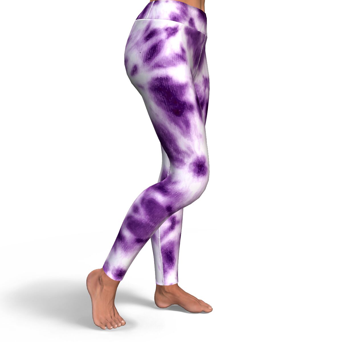 Women's Purple Monotone Tie-Dye High-waisted Yoga Leggings Right