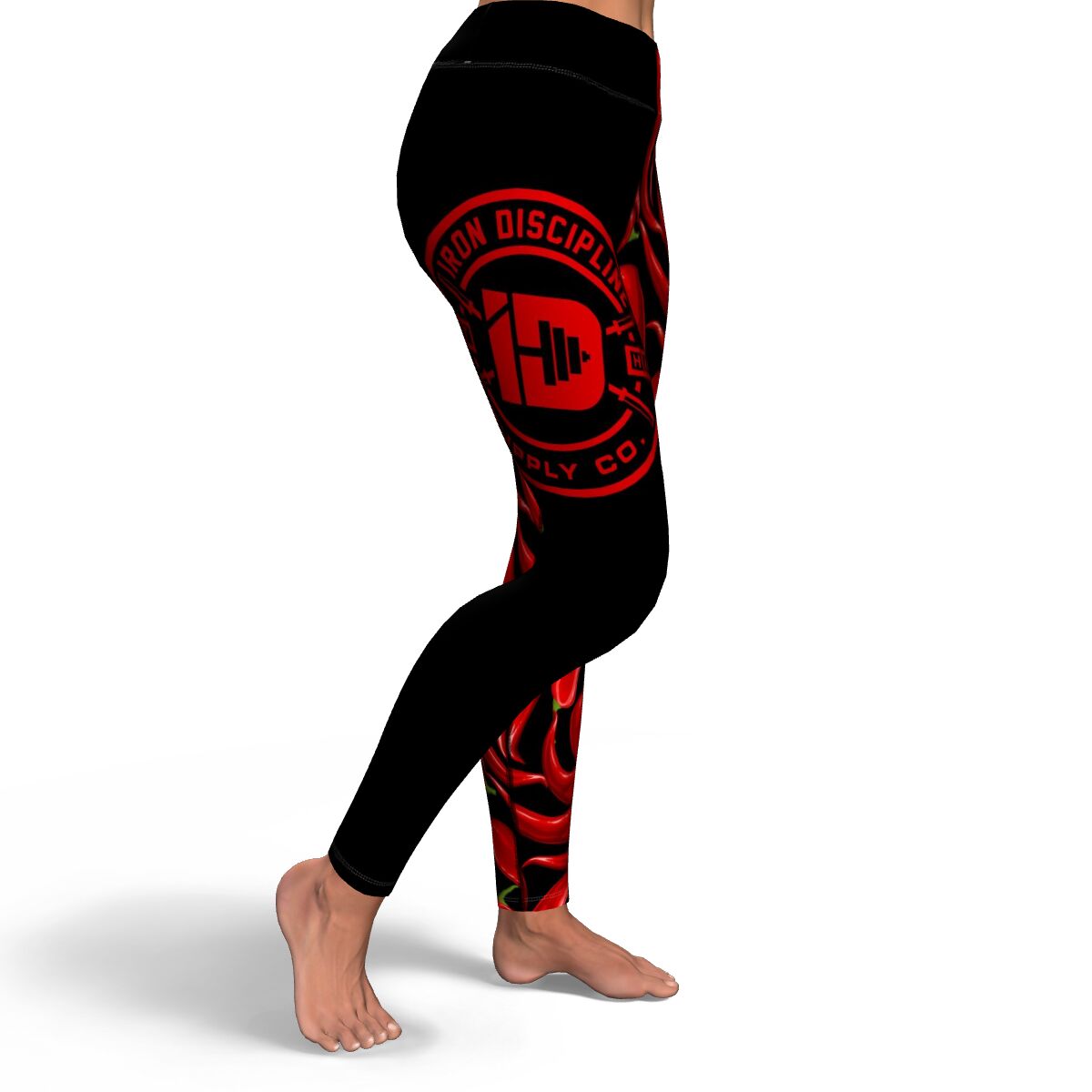 Women's Hot Red Spicy Chili Peppers High-waisted Yoga Leggings Right